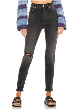Free People Zuri High Rise Mom Jeans Washed Black Size 26
